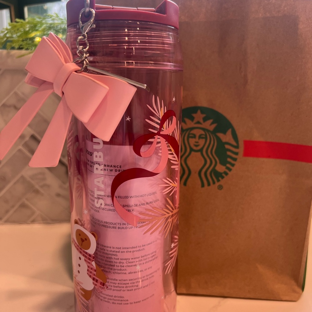 Starbucks 2025 holiday sip Tumbler with Bear and Ribbon 16oz